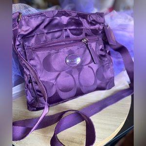 Coach purple satin cross body bag
